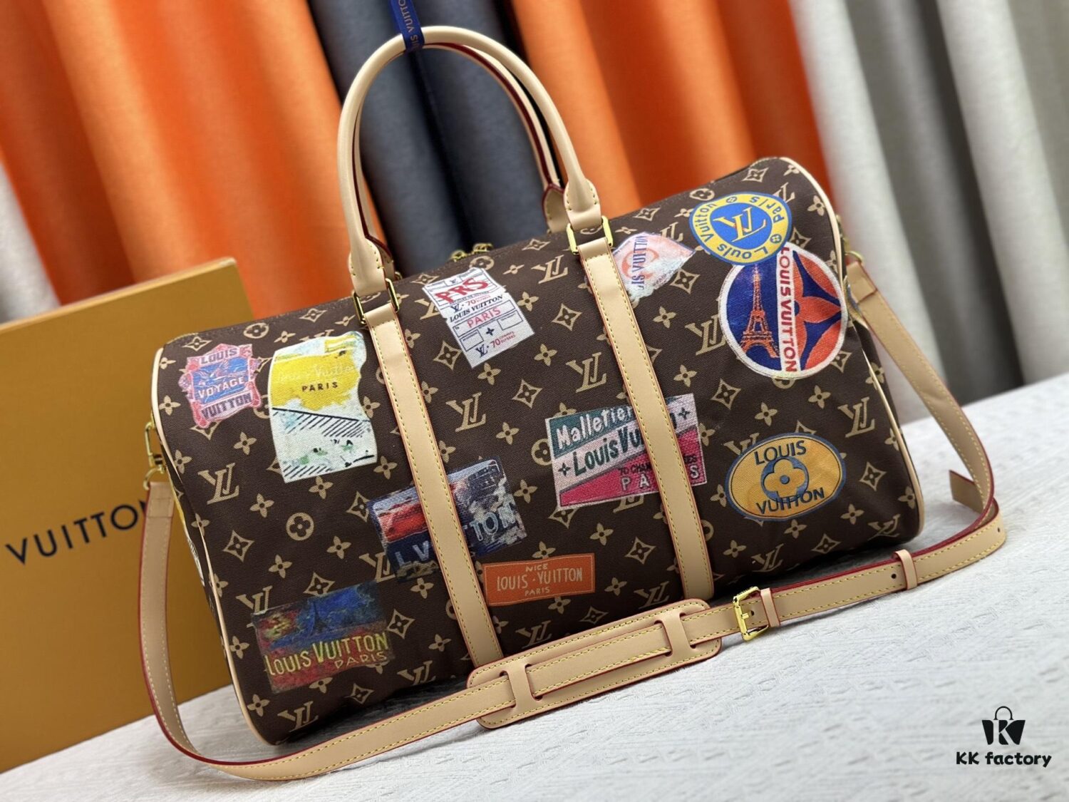 M14736 Keepall Bandouliere 45 Travel Bag in Monogram Dune Fabric