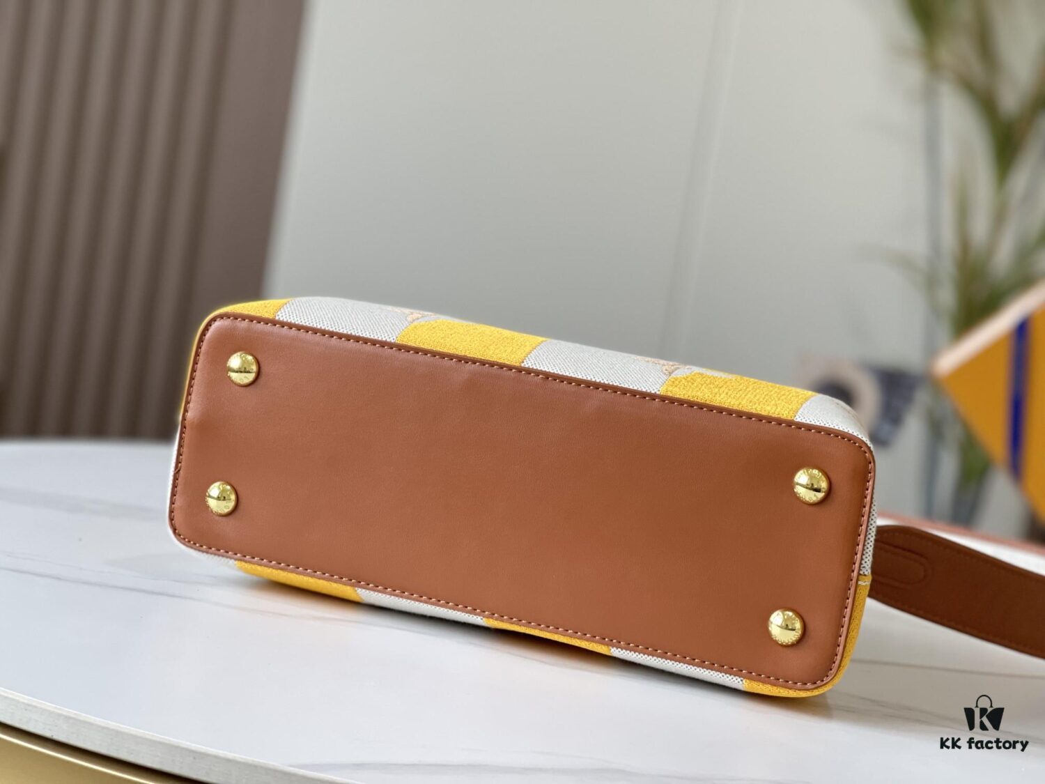 Upgraded Authentic M57361 Embroidered Orange-Brown Gold Buckle Medium Size