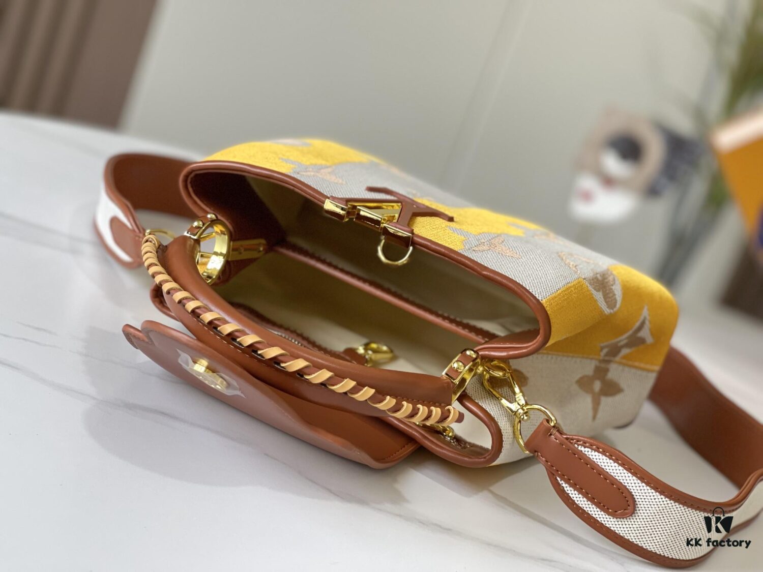 Upgraded Official Version 💋 M57651 Embroidered Orange-Brown Gold Buckle Small Size