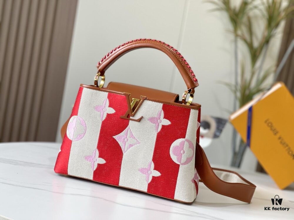 Upgraded Official Version 💋 M57361 Embroidered Pink Brown Gold Buckle Medium Size