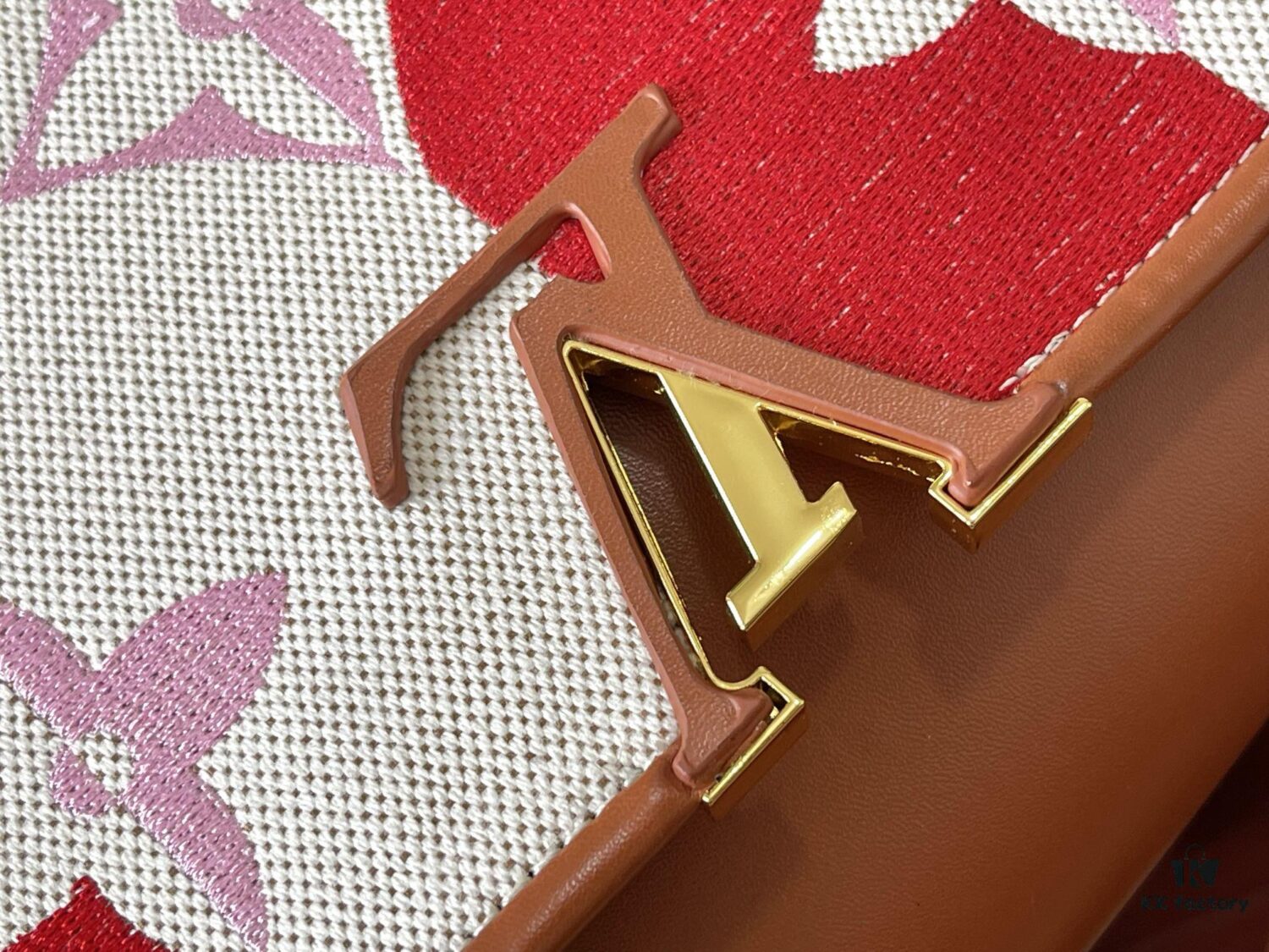 Upgraded Official Version 💋 M57361 Embroidered Pink Brown Gold Buckle Medium Size