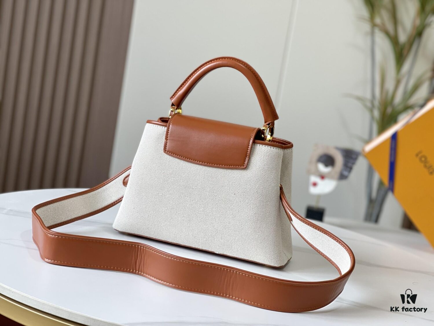 Exclusive On-Site Photo - Factory Direct Official Version 💋 M57651 Embroidered White, Brown and Gold Hardware Mini Capucines BB Bag