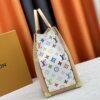 M13079 New White Tricolor Louis Vuitton x Takashi Murakami Women's Shoulder Bag, Tote Bag Size 34