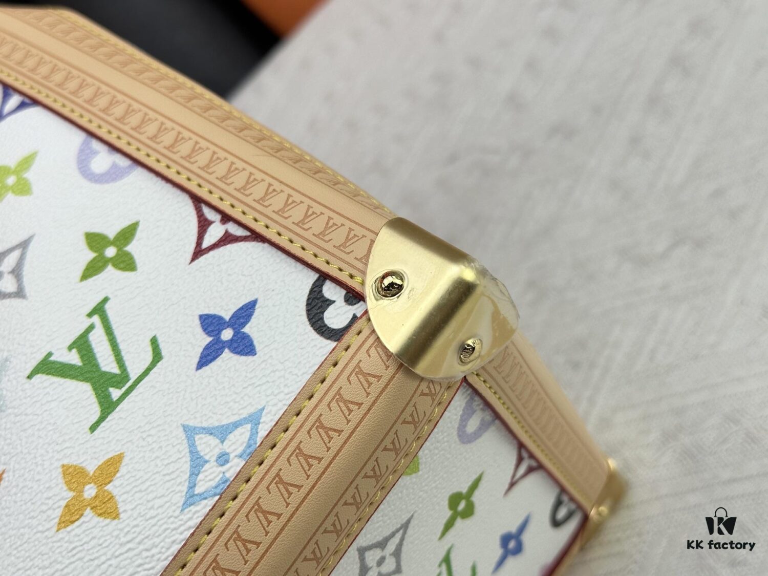 M13079 New White Tricolor Louis Vuitton x Takashi Murakami Women's Shoulder Bag, Tote Bag Size 34