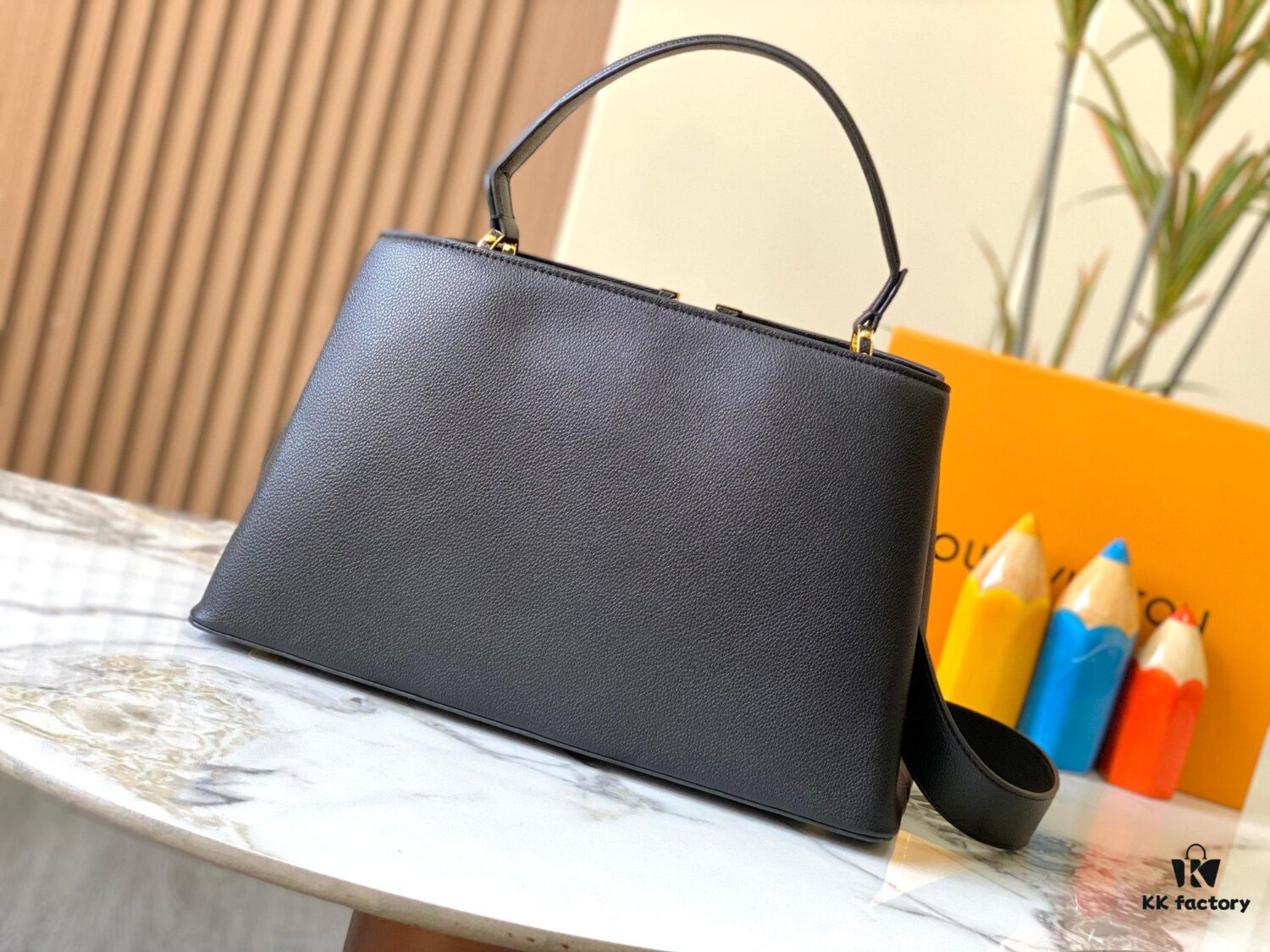 Upgraded M24607 Black Capucines Souple Large Handbag