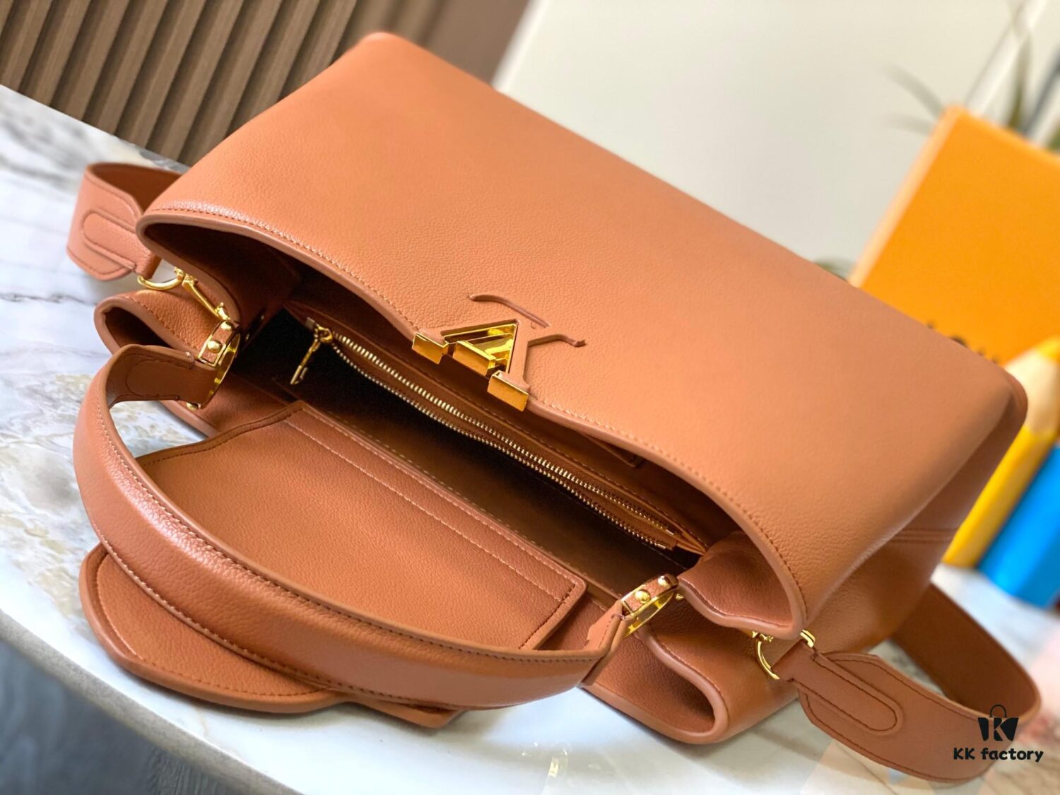 Upgraded M24607 Brown Capucines Souple Large Handbag