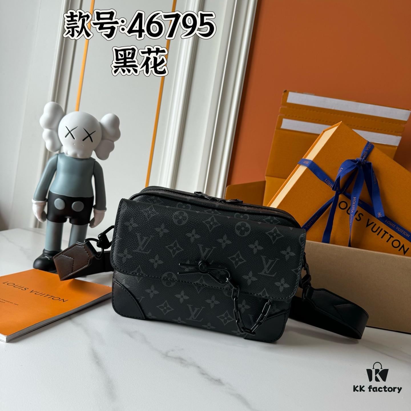 Upgraded M46795 M23742 Black Floral Embossed Men's Latest Steamer Messenger Bag