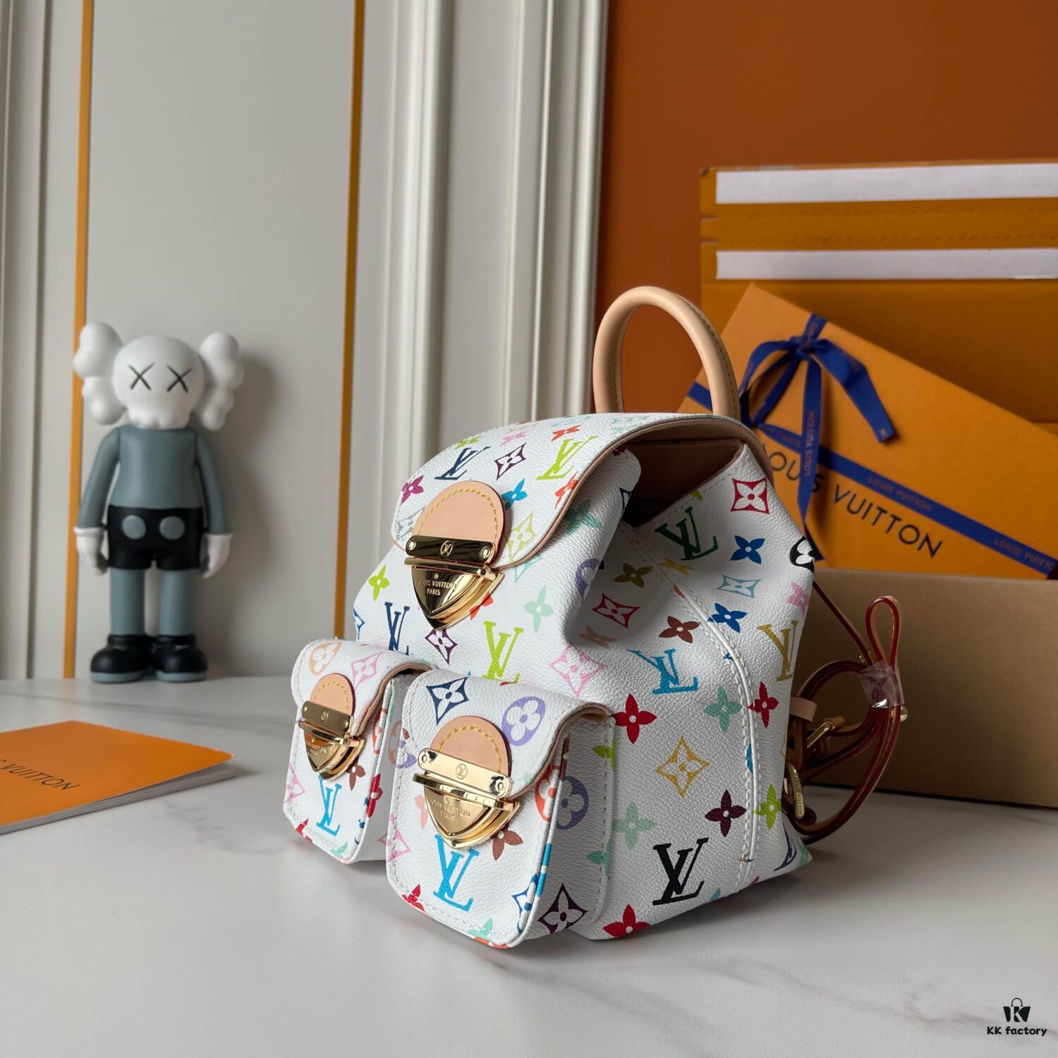 Upgraded Version [Actual Product Photography, Original Background] (Quality Comparison) VENICE Backpack M13081-M46836 White Multicolor (Takashi Murakami)