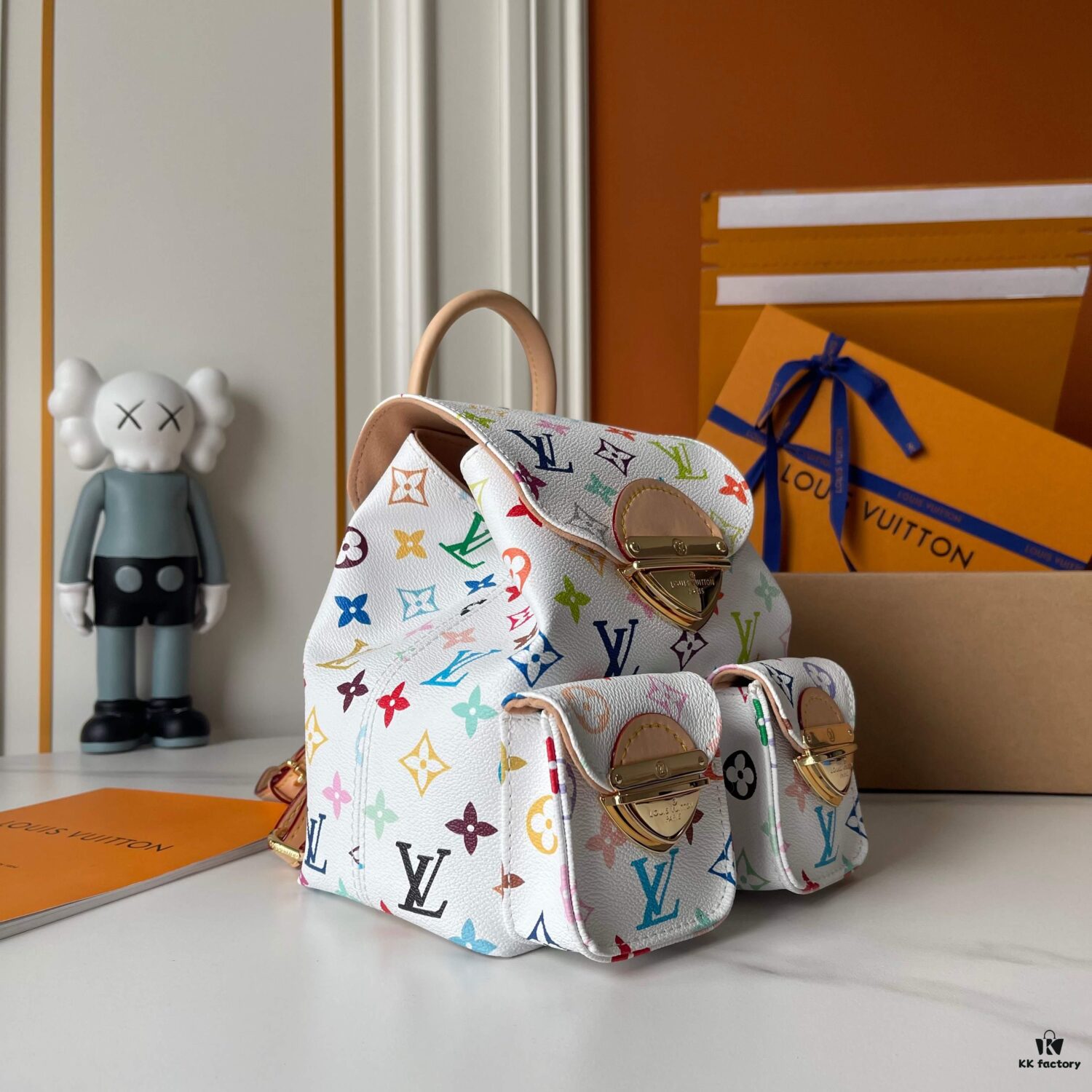 Upgraded Version [Actual Product Photography, Original Background] (Quality Comparison) VENICE Backpack M13081-M46836 White Multicolor (Takashi Murakami)