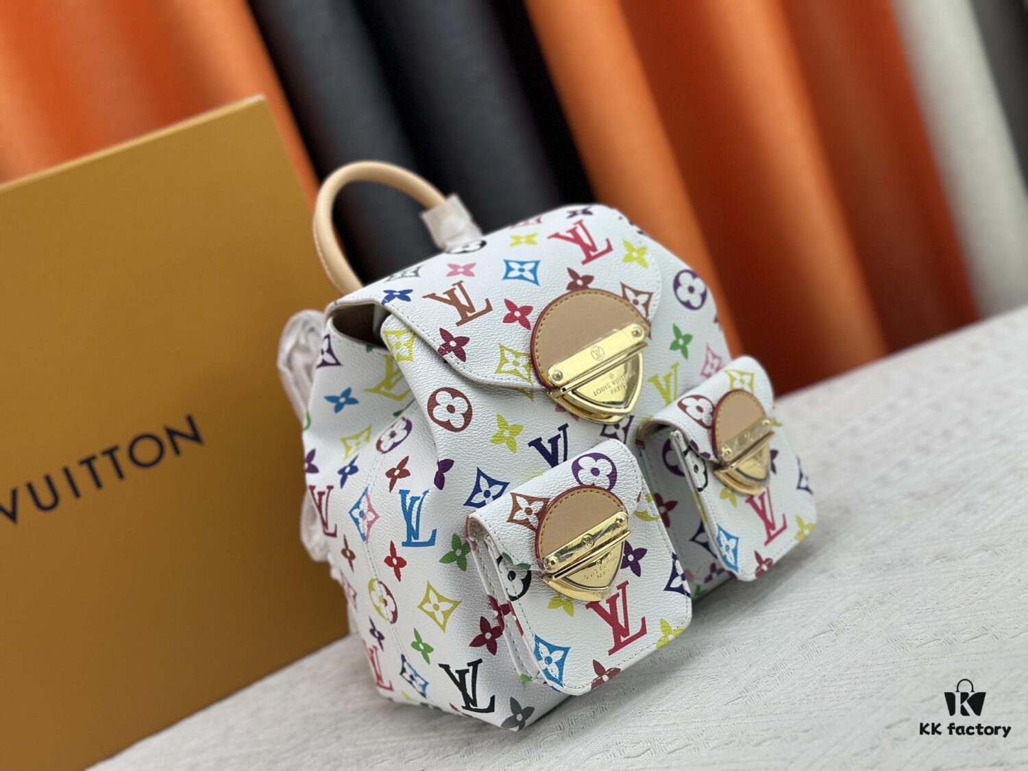 Upgraded Original M13081 M46836 This Venice Backpack Crafted from Coated Canvas with Vivid Hues Inspired by Japanese Artist Takashi Murakami Depicting the Monogram Pattern, Showcasing the Playful Spirit of the Louis Vuitton x Takashi Murakami Reissue Collection