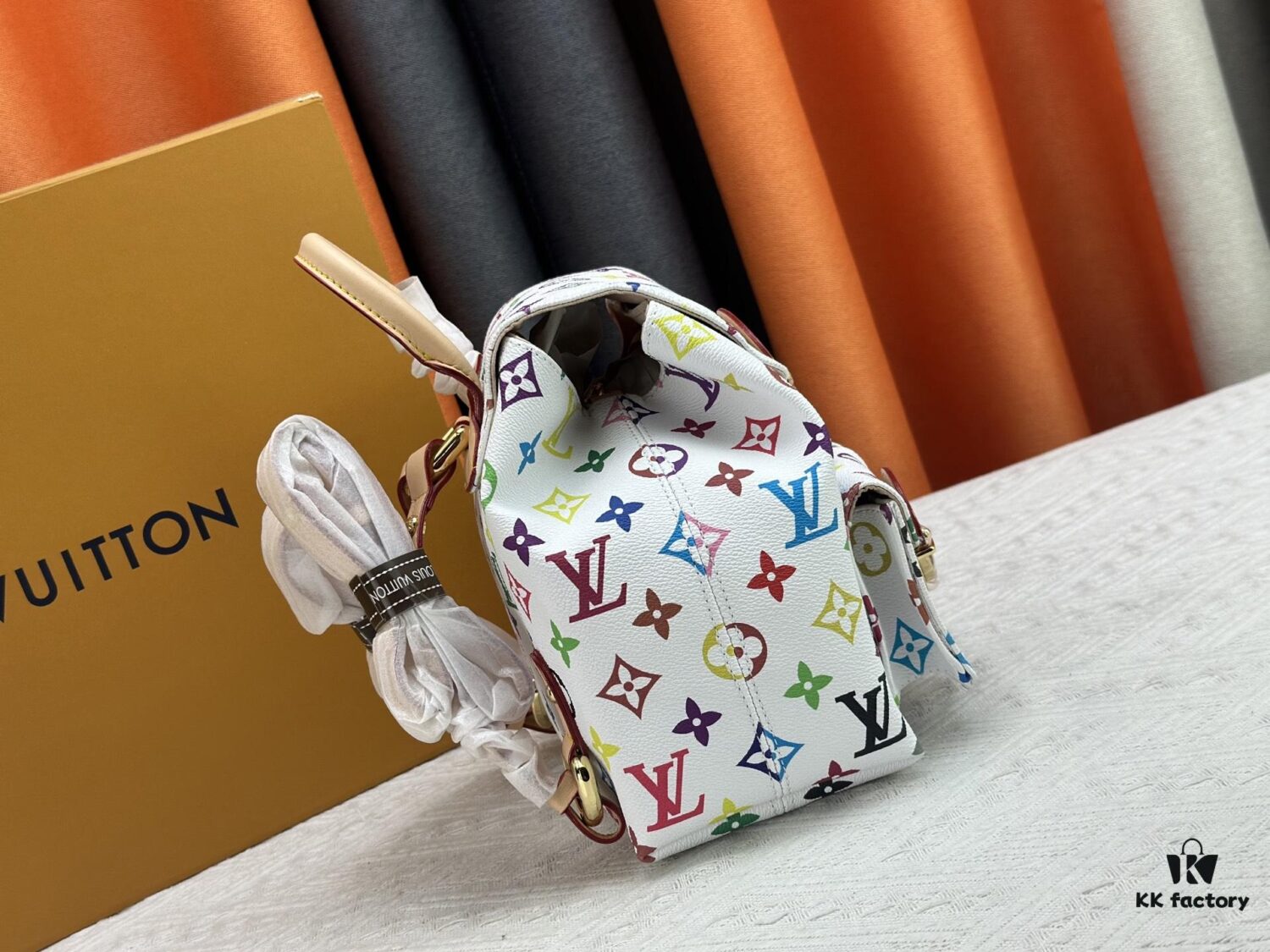 Upgraded Original M13081 M46836 This Venice Backpack Crafted from Coated Canvas with Vivid Hues Inspired by Japanese Artist Takashi Murakami Depicting the Monogram Pattern, Showcasing the Playful Spirit of the Louis Vuitton x Takashi Murakami Reissue Collection