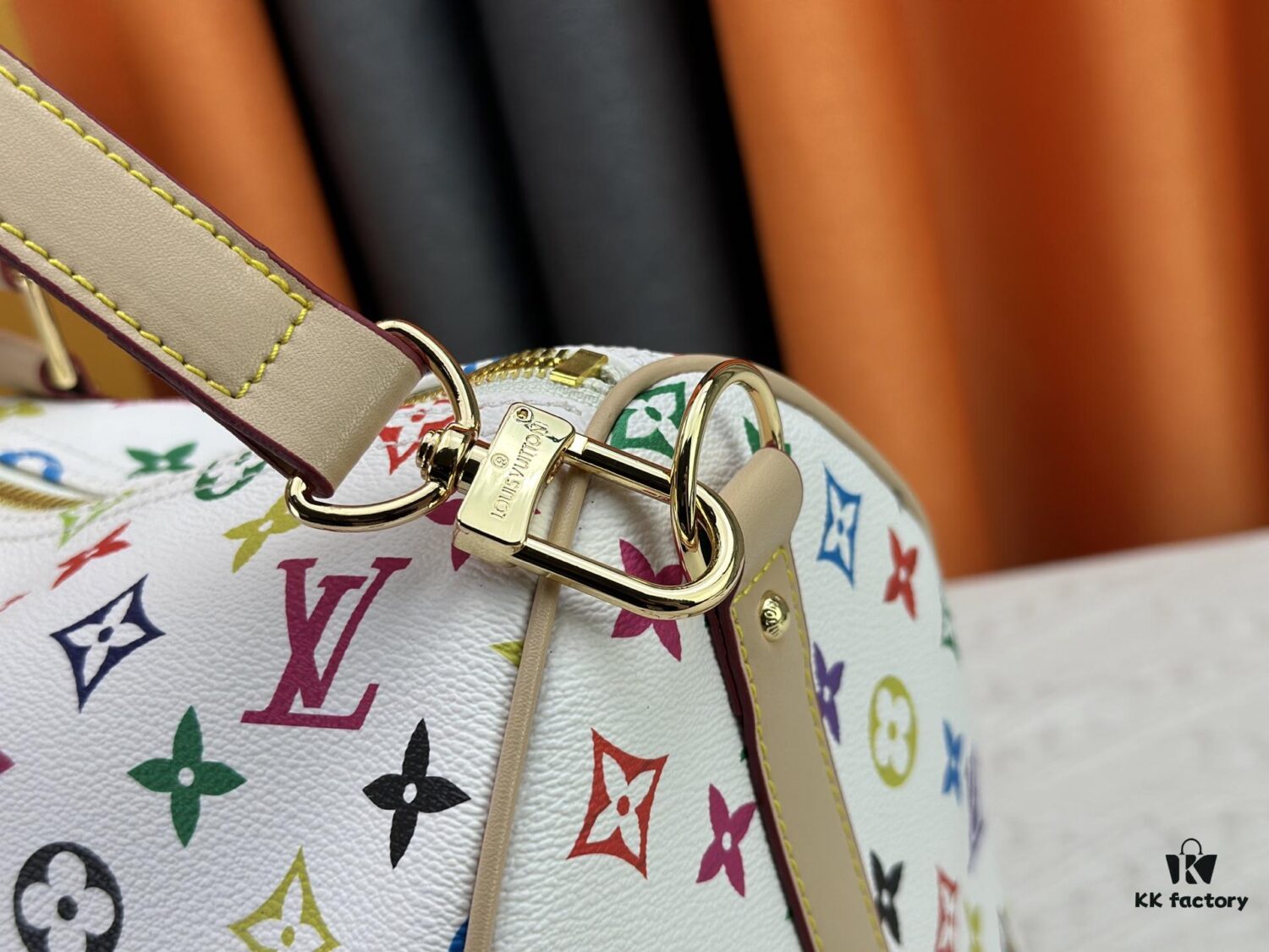 M13742 Multicolor White and Black Travel Bag, LV x TM KEEPALL BANDOULIÈRE 45, Current Season New Arrival