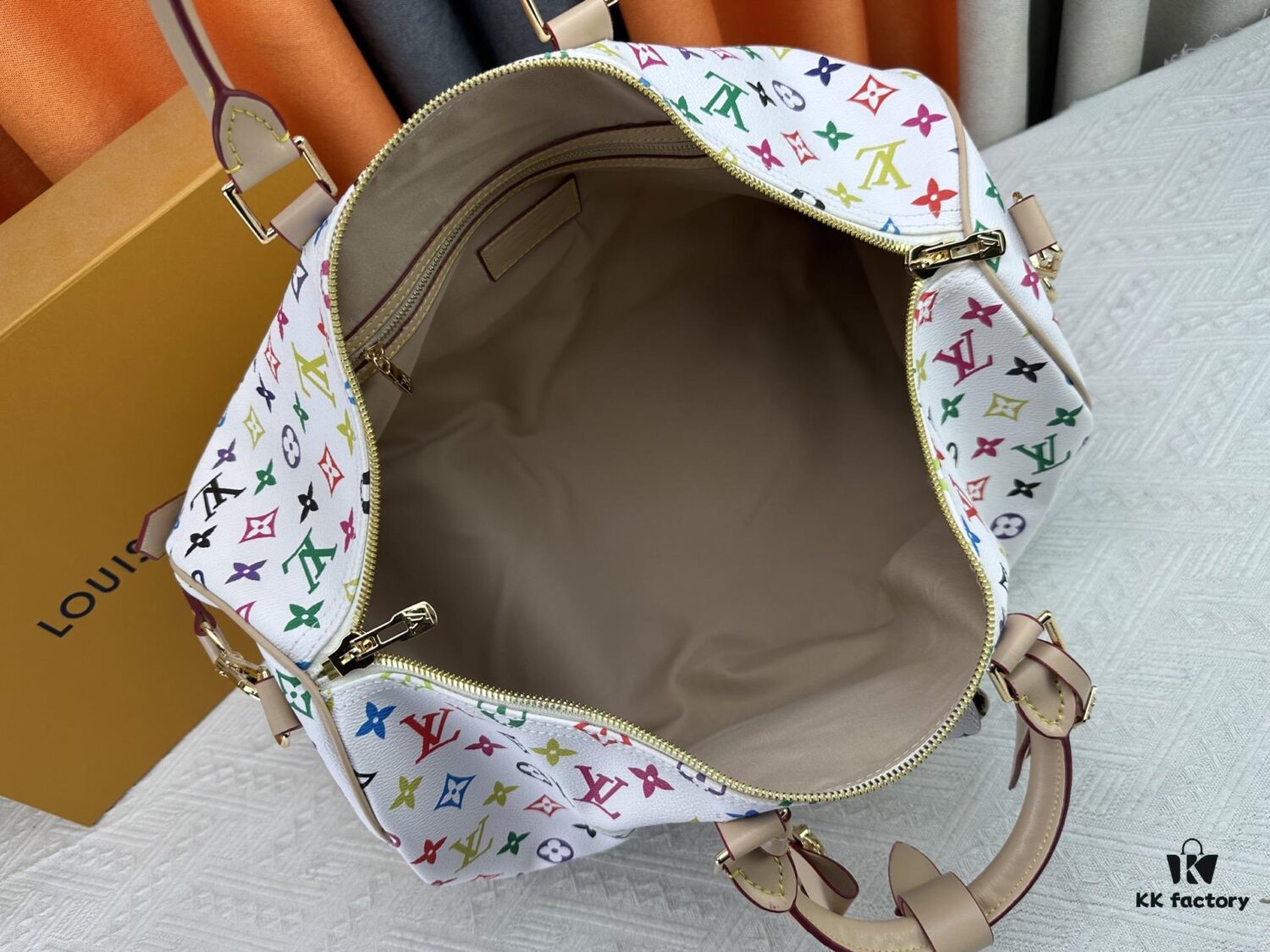 M13742 Multicolor White and Black Travel Bag, LV x TM KEEPALL BANDOULIÈRE 45, Current Season New Arrival