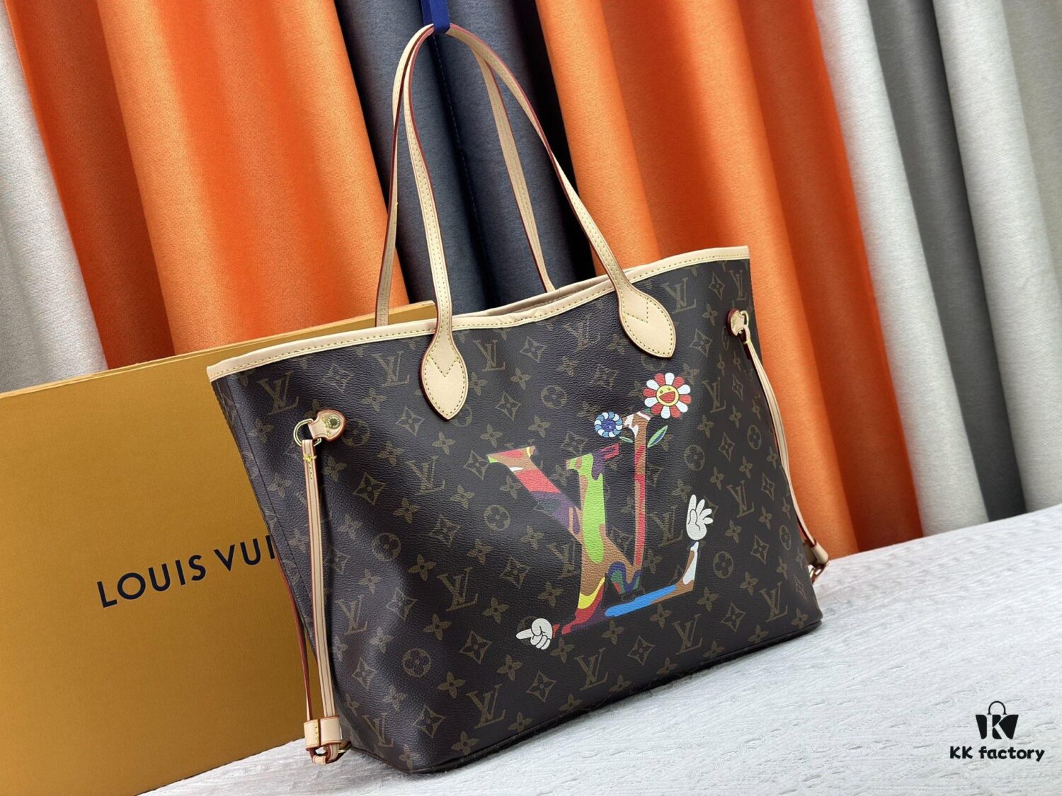 Upgraded Original M13675 M13271 M40995 This Medium Neverfull Bag from the Louis Vuitton x Takashi Murakami Re-Edition Collection