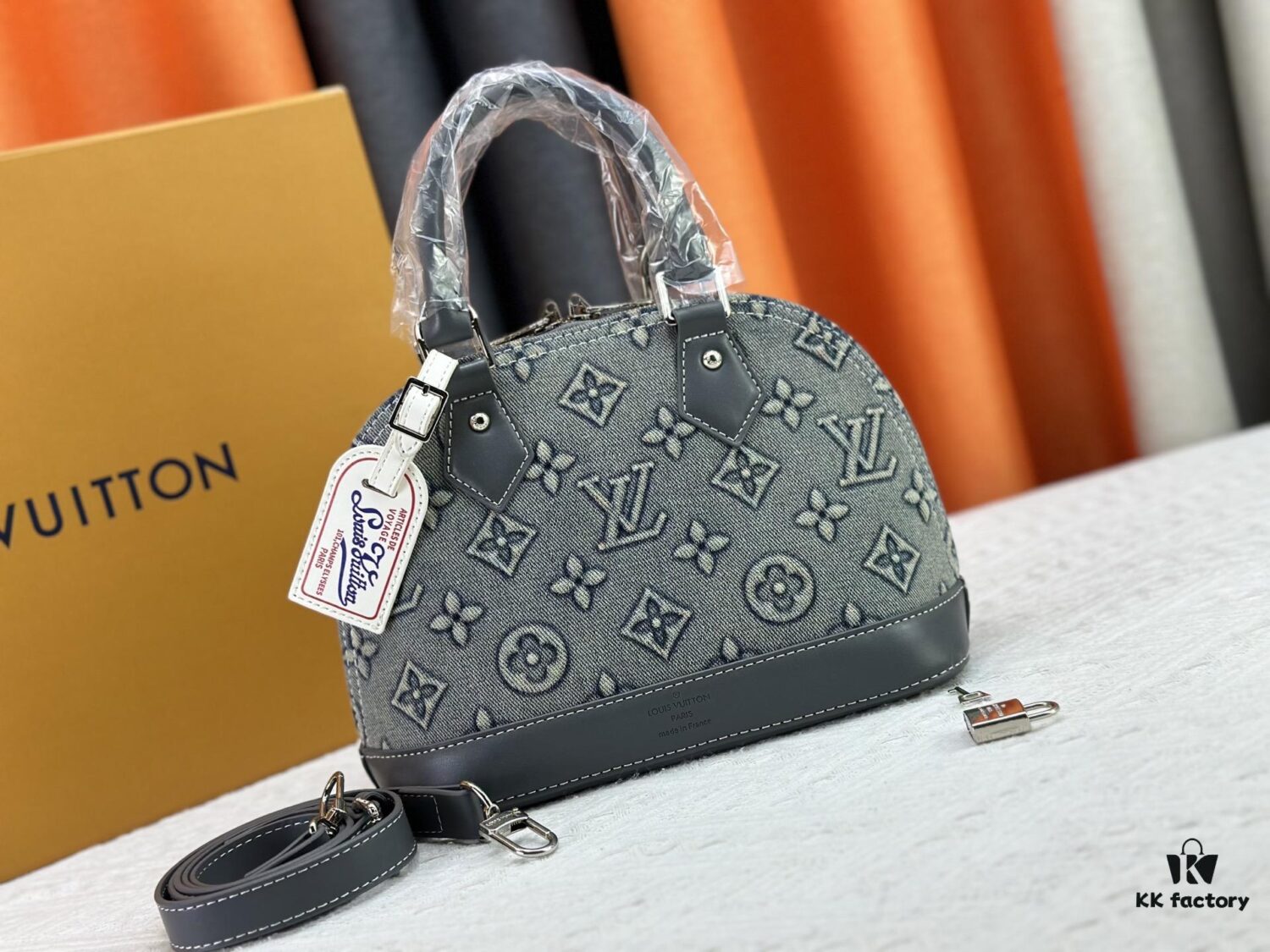 Upgraded Embossed Denim M53152 Alma BB Bag