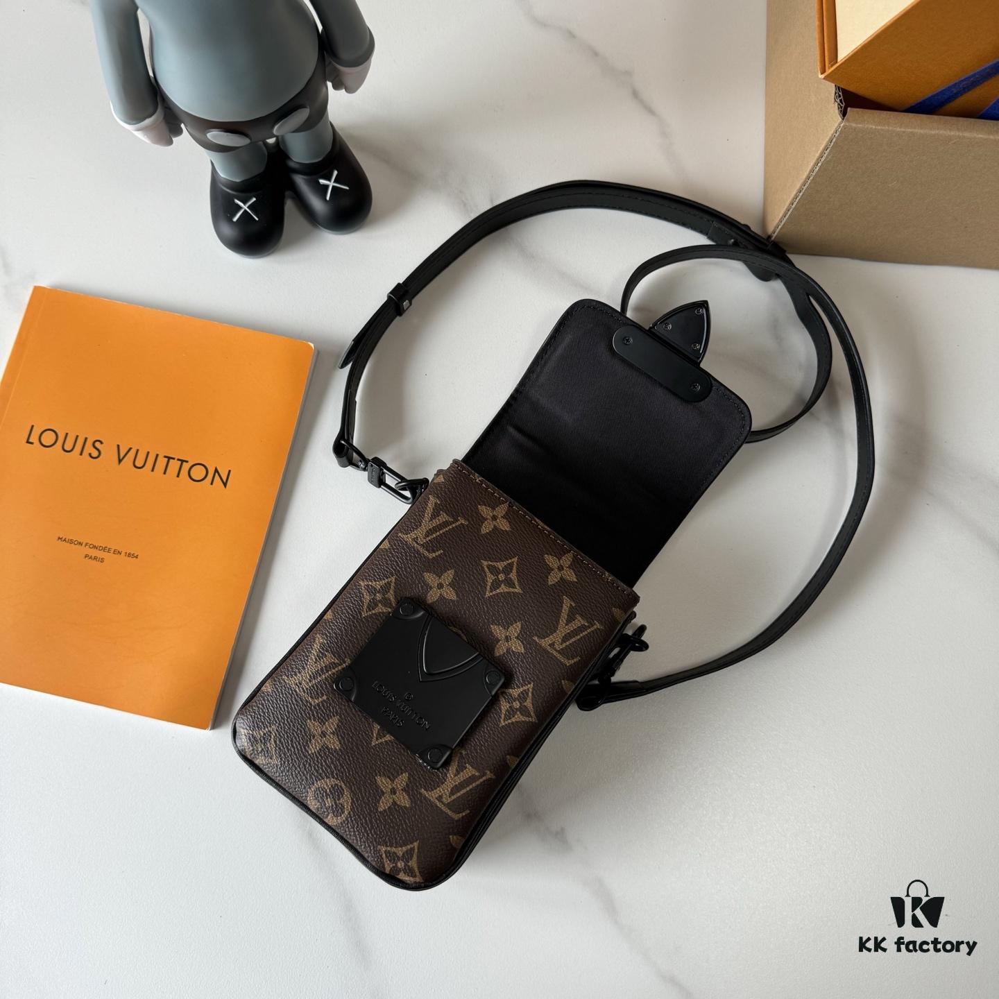 Upgraded M81522 M81524 M82252 M82535 M82568 S-LOCK VERTICAL WEARABLE Wallet in LV Monogram Macassar Canvas – Multicolor Print (Including Classic Brown, Black Floral, Embossed Pattern, Grey Embossed, Plum, Green, and Orange with Black Strap for M82535)