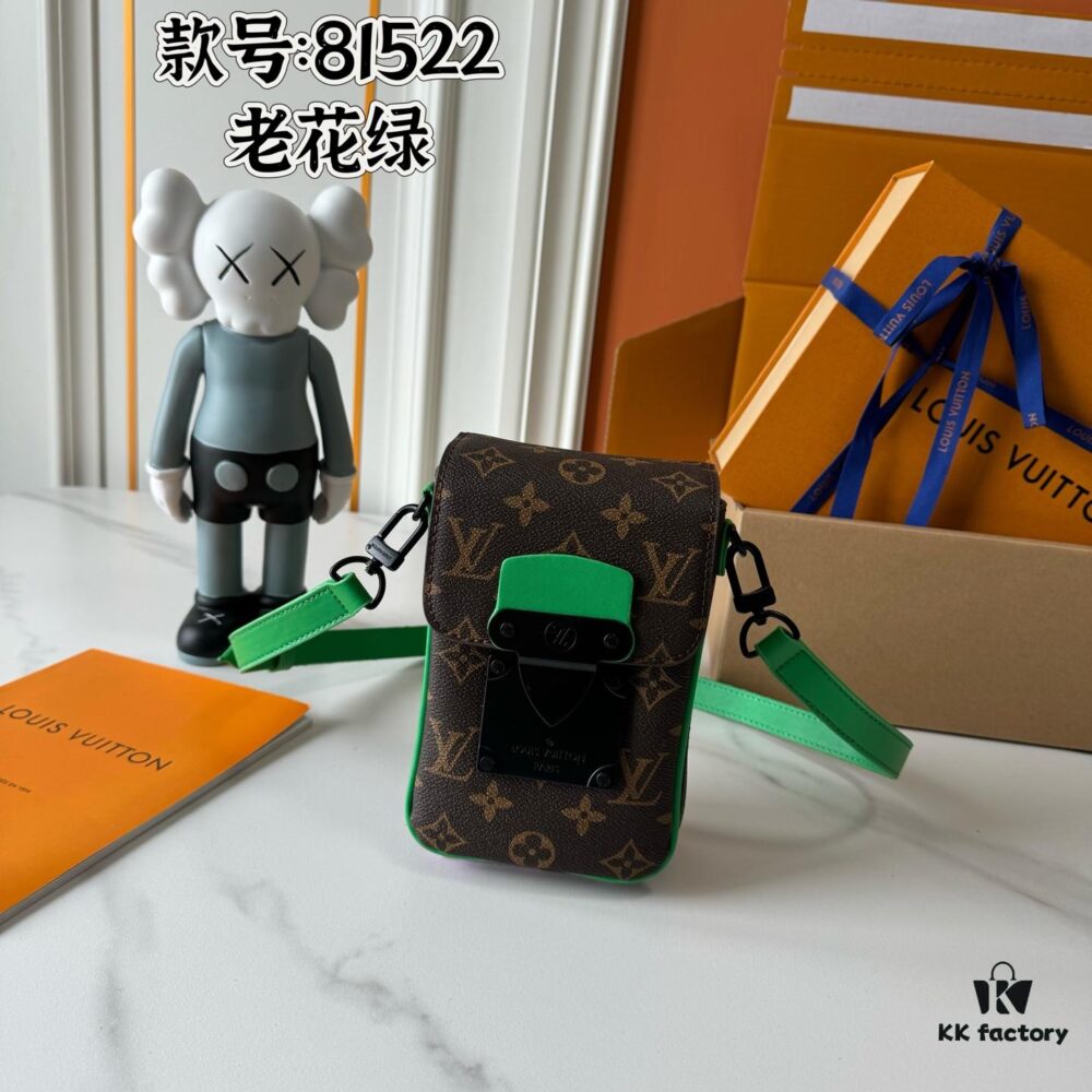 Upgraded M81522 M81524 M82252 M82535 M82568 S-LOCK VERTICAL WEARABLE Wallet in Classic Monogram Macassar Canvas – Multicolor Print (Including Old Flower Black, Black Flower, Embossed Pattern, Grey Embossed, Old Flower Purple, Old Flower Green, Old Flower Orange with Black Strap for M82535)