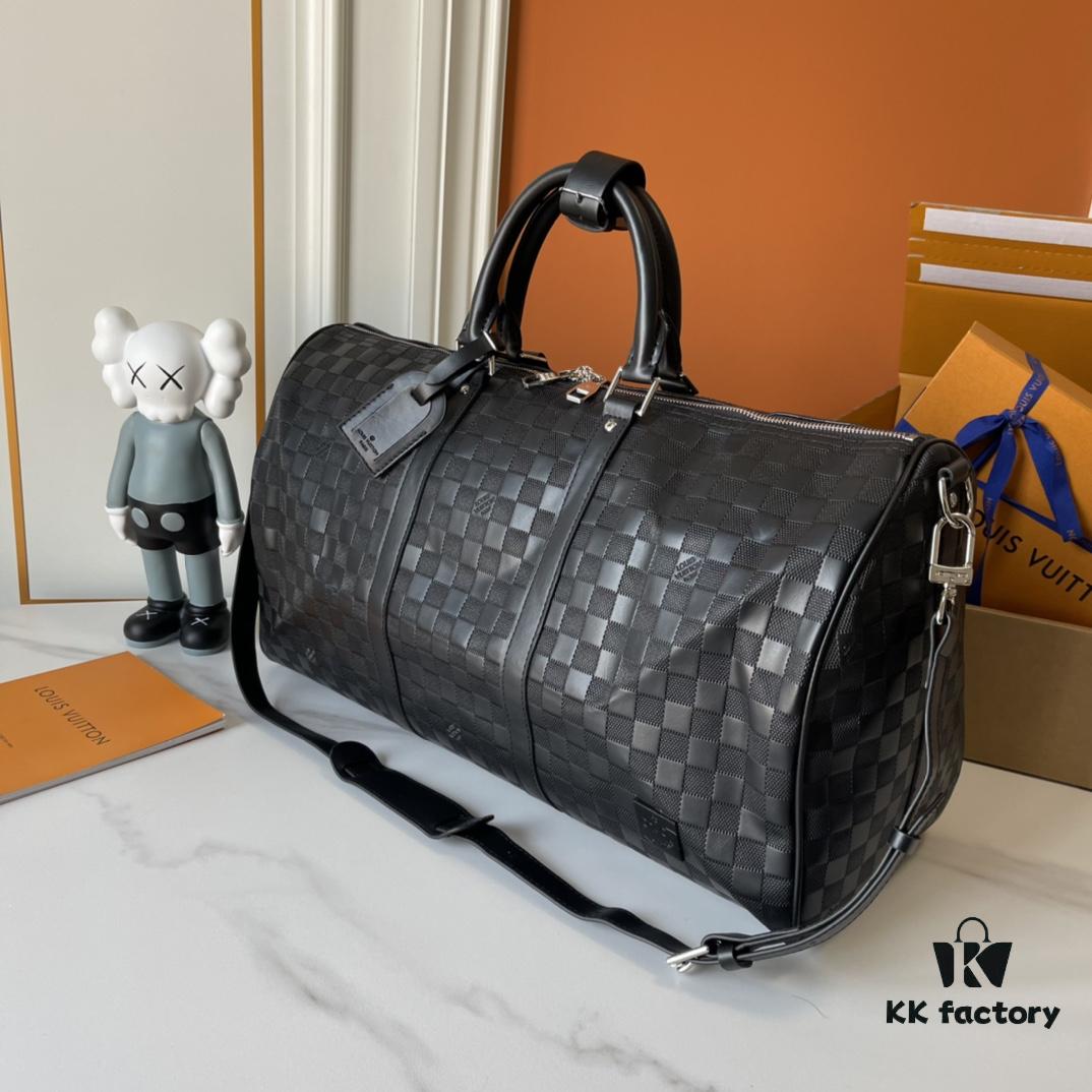 Upgraded Version Latest Model M22532 M41416 M44810 Black Grid Pressed Grid Cross Texture Keepall Bandoulière 50 Travel Bag