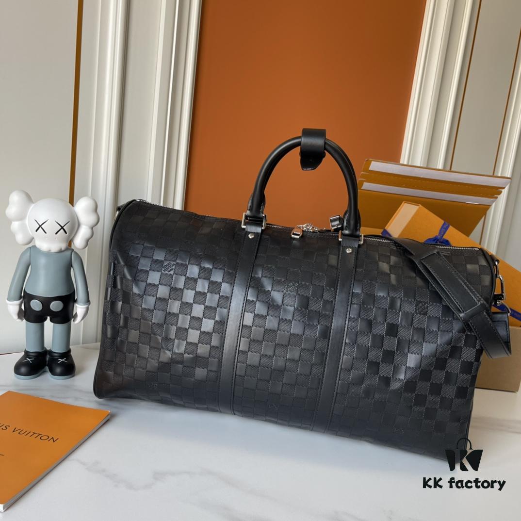 Upgraded Version Latest Model M22532 M41416 M44810 Black Grid Pressed Grid Cross Texture Keepall Bandoulière 50 Travel Bag