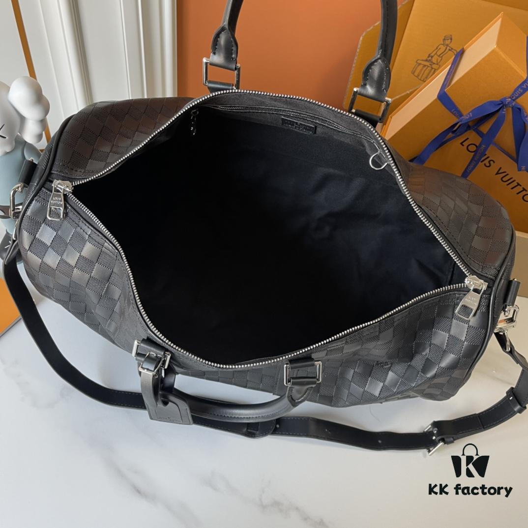 Upgraded Version Latest Model M22532 M41416 M44810 Black Grid Pressed Grid Cross Texture Keepall Bandoulière 50 Travel Bag