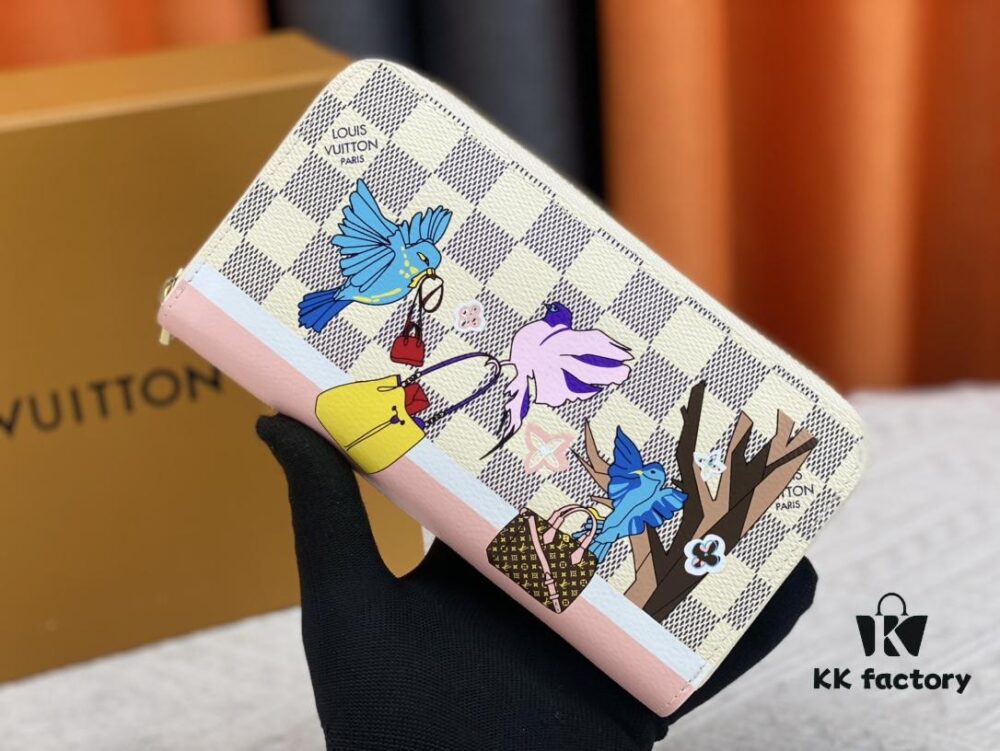 M60017 White Grid Bird Wallet