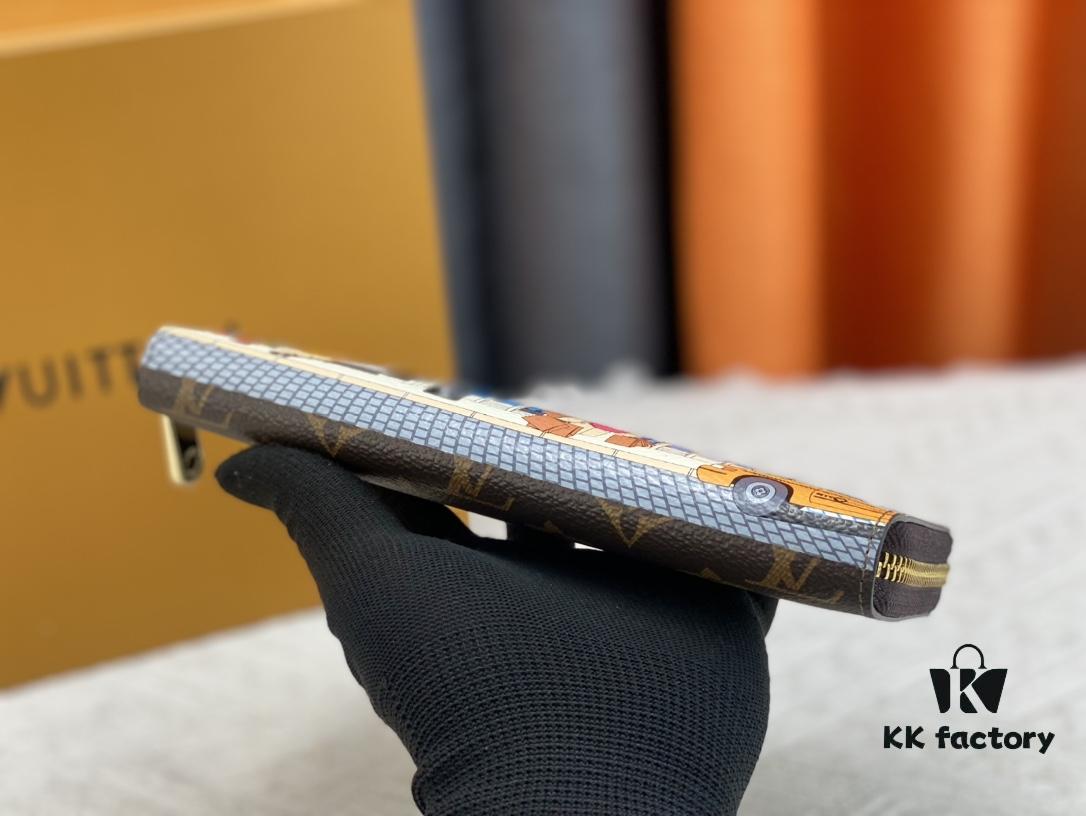 Wallet M80767 Imprint - A collectible multi-compartment zip-around wallet crafted from Monogram canvas, part of the Vivienne Holidays 2022 collection, featuring an exquisite print of Louis Vuitton's mascot Vivienne standing in front of the brand's avant-garde Tokyo boutique with Japan's iconic Mount Fuji in the background. This vibrant and sophisticated wallet serves as an invitation to journey and makes a perfect gift.