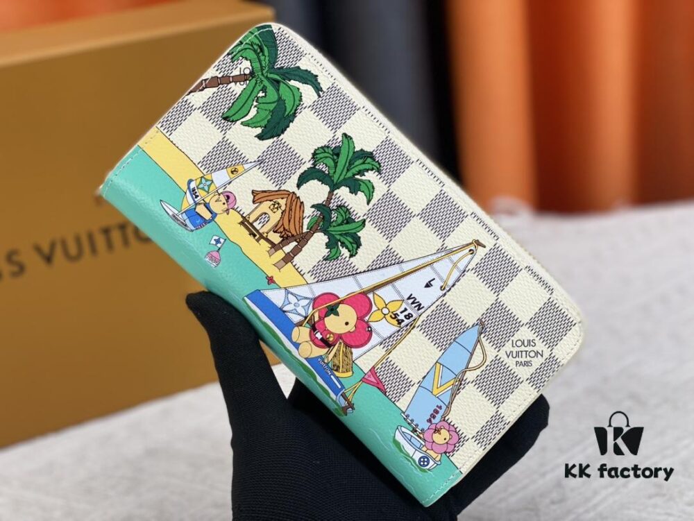 Wallet M82839 White Check This collectible multi-compartment zip wallet is crafted from Monogram canvas from the Vivienne Holidays 2022 collection, featuring a delicate print of Vivienne, Louis Vuitton's mascot, standing in front of the brand's avant-garde Tokyo boutique with Japan's iconic Mount Fuji in the background. This vibrant high-end wallet feels like an invitation to travel and makes a perfect gift.