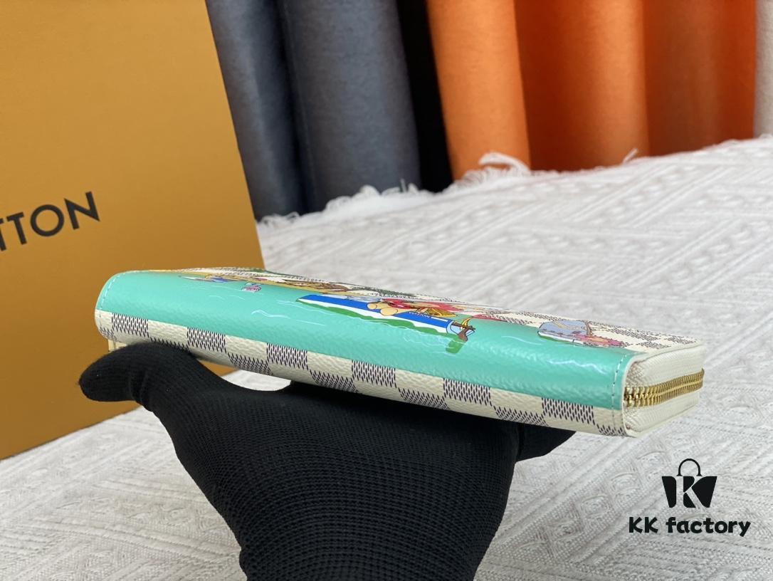 Wallet M82839 White Check This collectible multi-compartment zip wallet is crafted from Monogram canvas from the Vivienne Holidays 2022 collection, featuring a delicate print of Vivienne, Louis Vuitton's mascot, standing in front of the brand's avant-garde Tokyo boutique with Japan's iconic Mount Fuji in the background. This vibrant high-end wallet feels like an invitation to travel and makes a perfect gift.