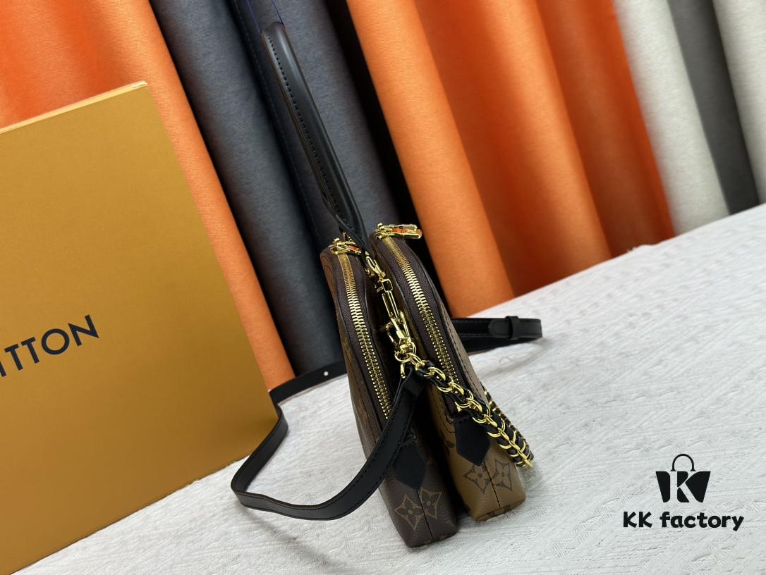 M12996 LV Half-Moon Double Zipper Handbag