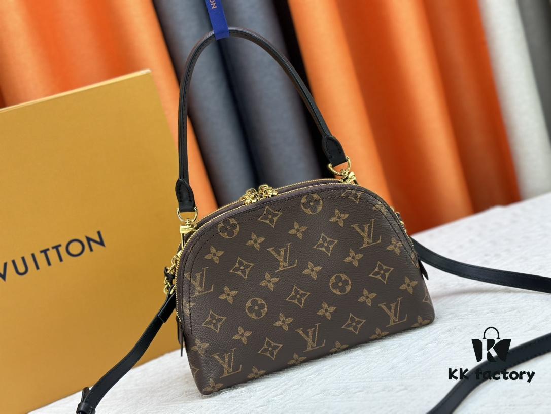 M12996 LV Half-Moon Double Zipper Handbag