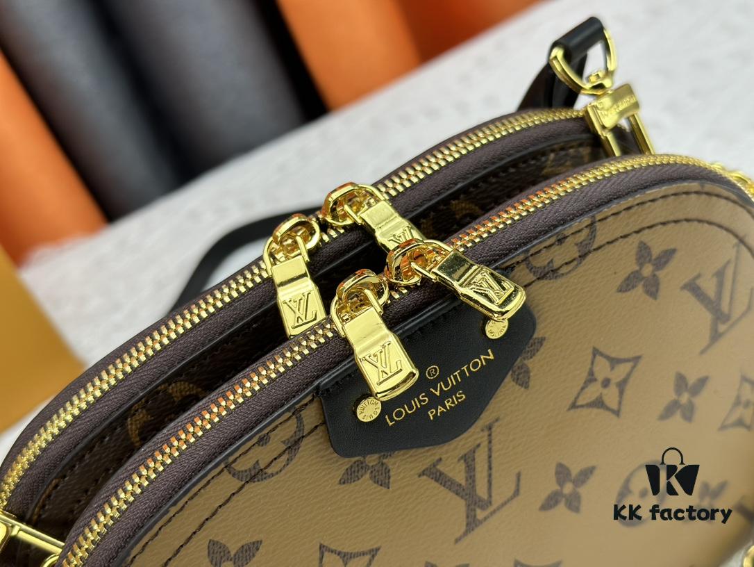 M12996 LV Half-Moon Double Zipper Handbag