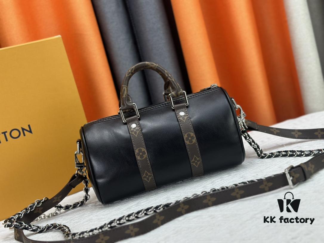 Keepall 25 Handbag in Monogram Eclipse Reverse Denim Canvas with Leather Trim