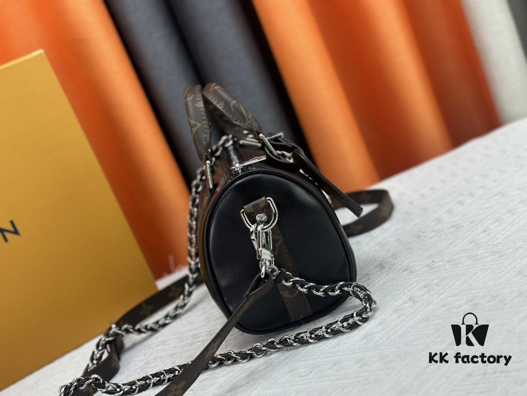 Keepall 25 Handbag in Monogram Eclipse Reverse Denim Canvas with Leather Trim