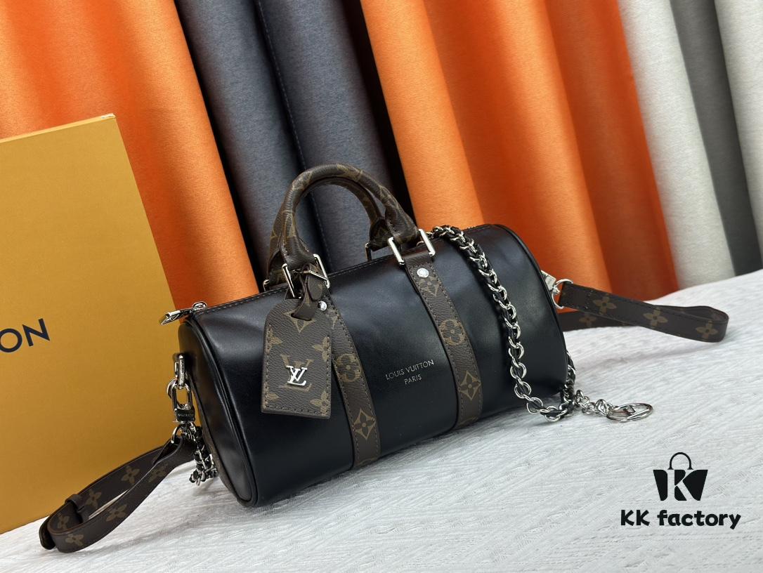 Keepall 25 Handbag in Monogram Eclipse Reverse Denim Canvas with Leather Trim