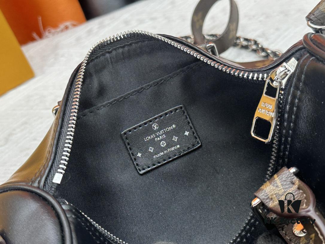 Keepall 25 Handbag in Monogram Eclipse Reverse Denim Canvas with Leather Trim