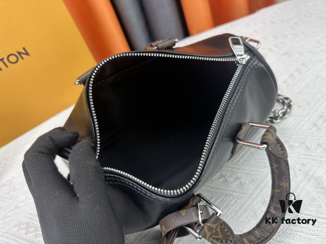 Keepall 25 Handbag in Monogram Eclipse Reverse Denim Canvas with Leather Trim