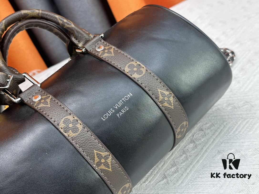 Keepall 25 Handbag in Monogram Eclipse Reverse Denim Canvas with Leather Trim