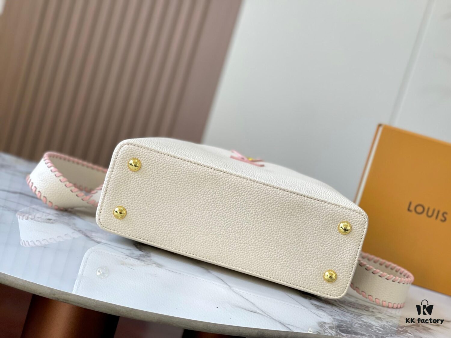 Upgraded M21121 Pearl White Woven Gold Buckle