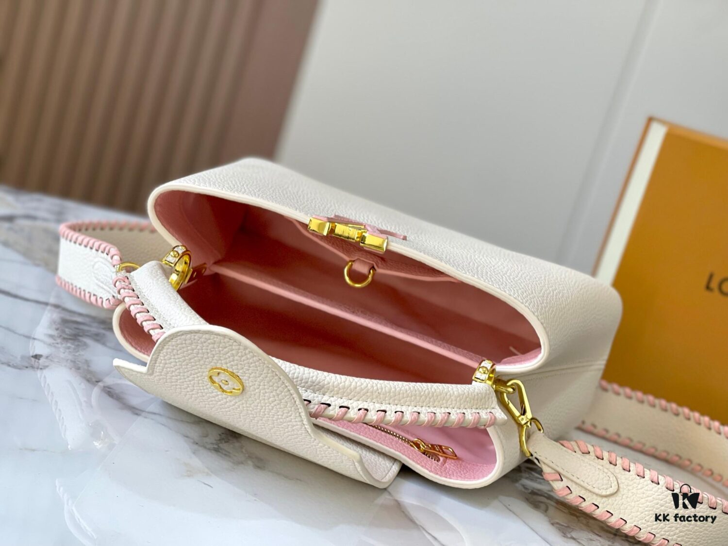 Upgraded M21121 Pearl White Woven Gold Buckle