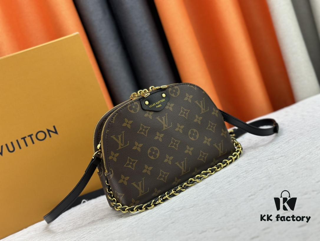 M12996 LV Half-Moon Dual-Zip Handbag