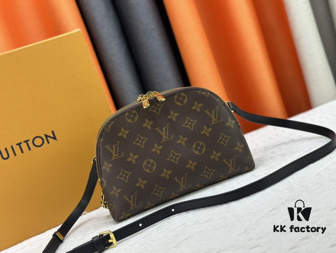 M12996 LV Half-Moon Dual-Zip Handbag