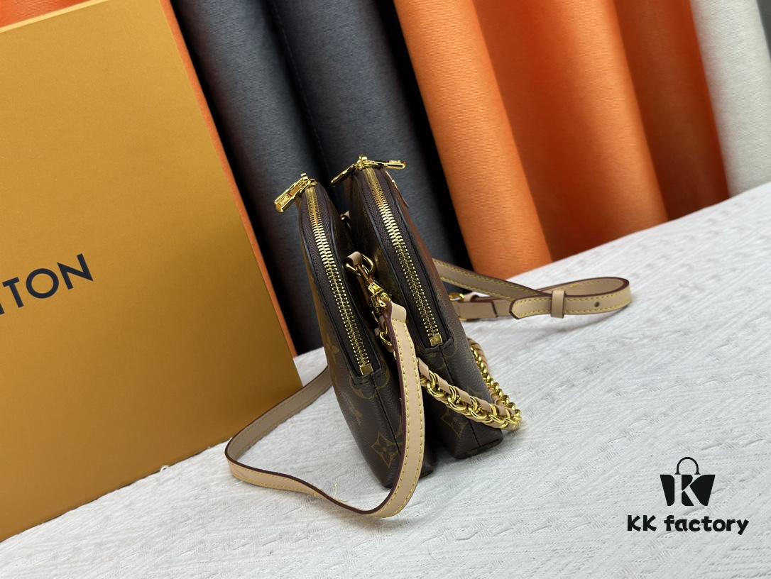 M12996 LV Crescent Double-Zipper Handbag