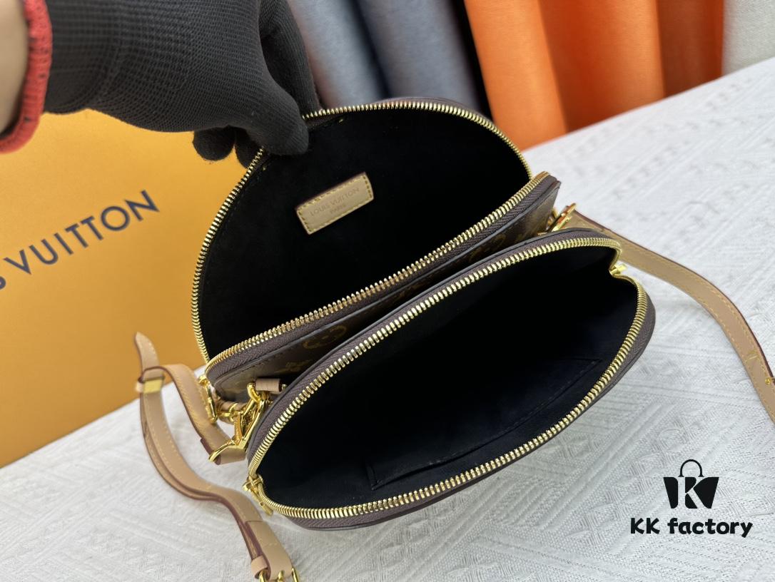 M12996 LV Crescent Double-Zipper Handbag