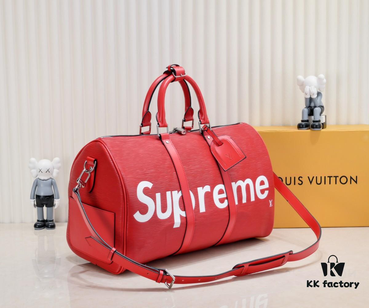 Real-shot Genuine Two-layer Cowhide Supreme Keepall Travel Bag 45cm