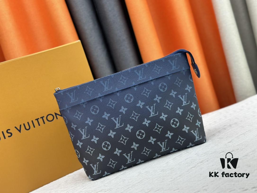 New Arrival 'Louis Vuitton' Handheld Clutch Bag 💼 M11545 Blue LOUIS VUITTON Pochette Voyage Letter Logo Zip Closure Leather Unisex Men's and Couples Bag in Multiple Colors