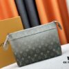 New Arrival 'Louis Vuitton' Clutch Bag M11545 Gray-Green LOUIS VUITTON Pochette Voyage Zip Closure with Letter Logo, Leather Unisex Clutch for Men and Women, Multiple Colors