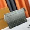 New Arrival 'Louis Vuitton' Clutch Bag M11545 Gray-Green LOUIS VUITTON Pochette Voyage Zip Closure with Letter Logo, Leather Unisex Clutch for Men and Women, Multiple Colors