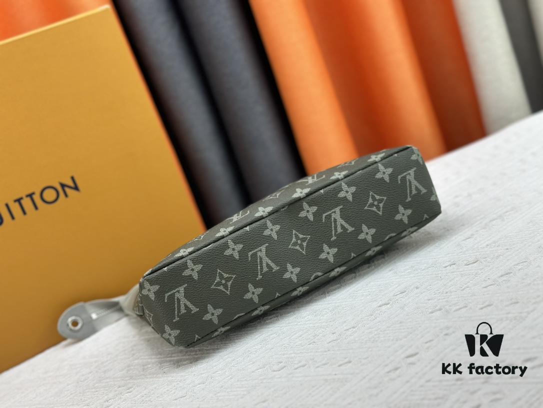 New Arrival 'Louis Vuitton' Clutch Bag M11545 Gray-Green LOUIS VUITTON Pochette Voyage Zip Closure with Letter Logo, Leather Unisex Clutch for Men and Women, Multiple Colors