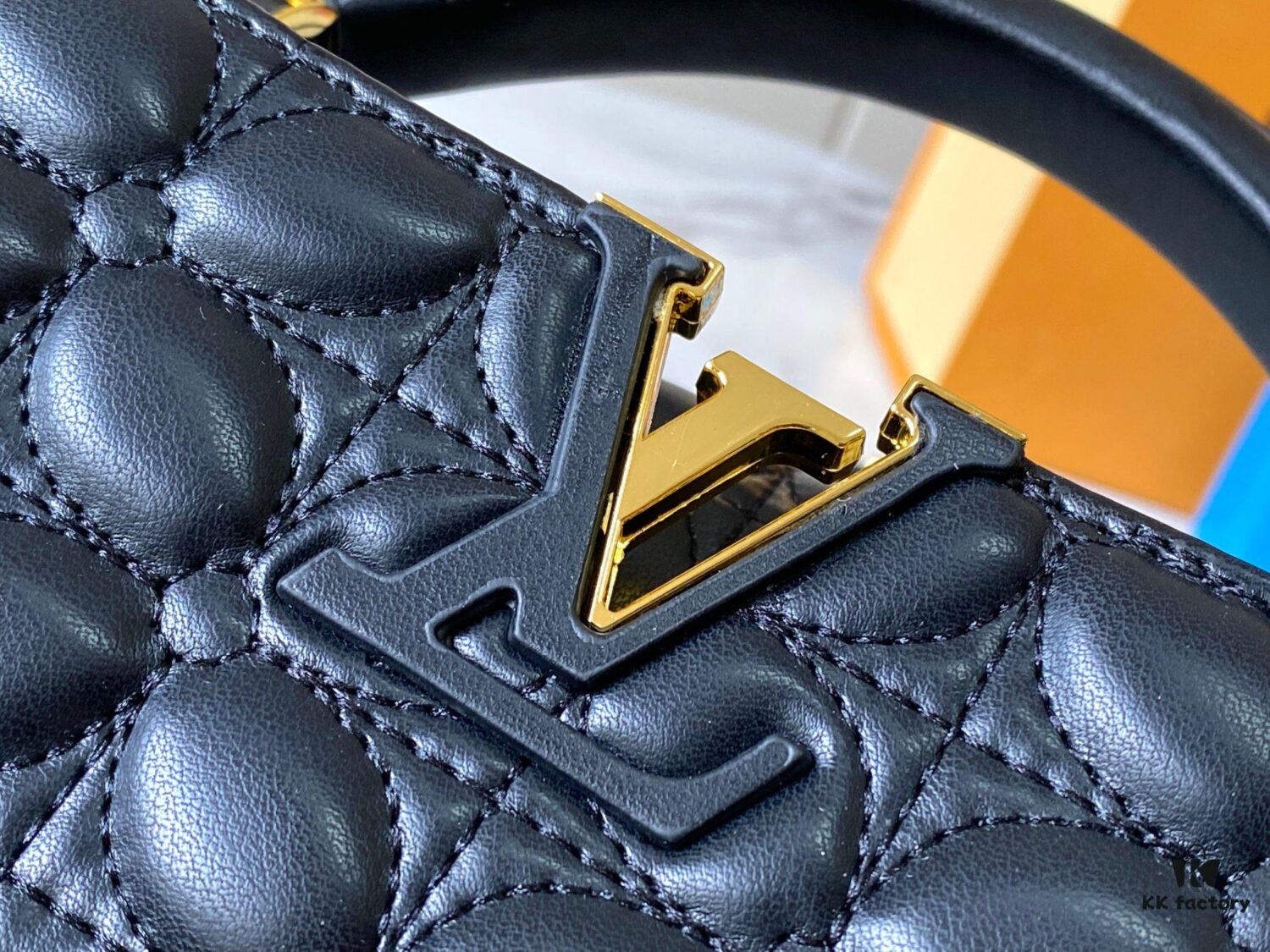 Upgraded M23998 Black Monogram Embroidered Floral Capucines Mini Bag