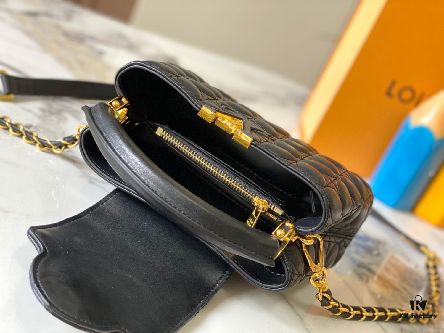 Upgraded M23998 Black Monogram Embroidered Floral Capucines Mini Bag